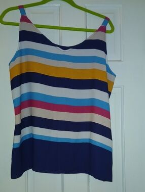 Chico's Striped Navy, White, Gold & Pink Sleeveless Camisole